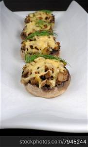 champignons with vegetable stuffing and cheese