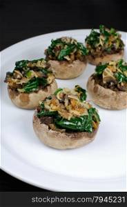 champignons with vegetable stuffing spinach and parmesan