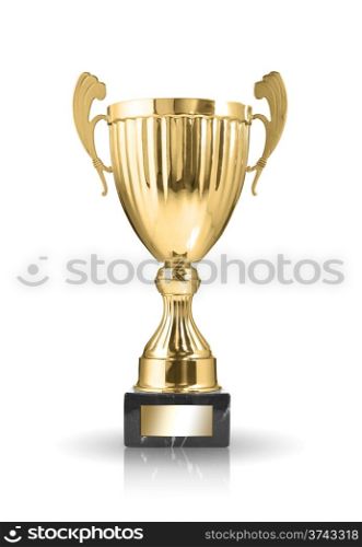 champion golden trophy isolated on white background