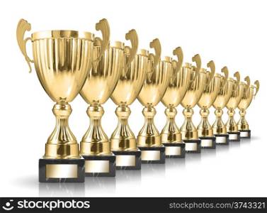 champion golden trophy isolated on white background