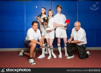 Champion table tennis team and coaches