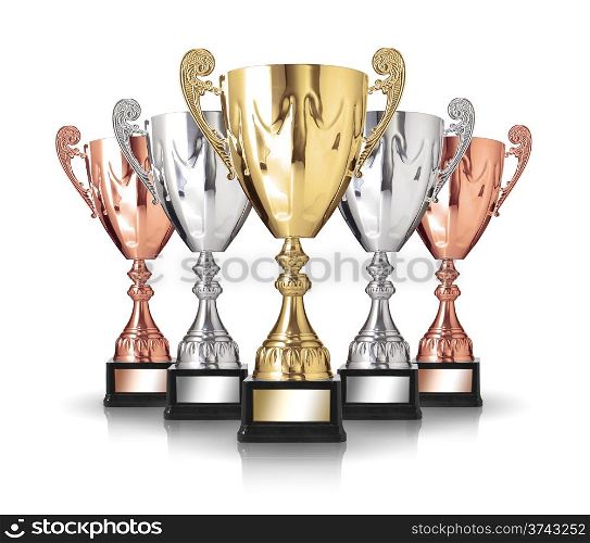 champion trophies isolated on white background