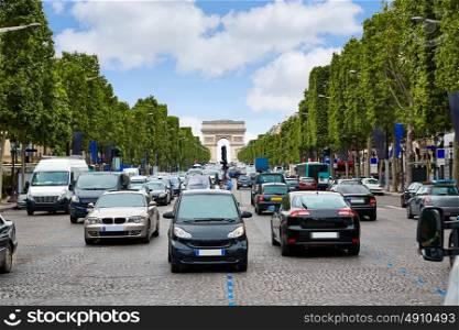 Champs Elysees avenue traffic in Paris at France