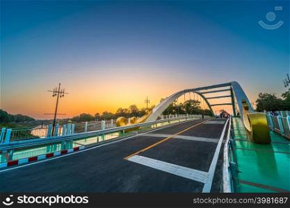 Chan Palace Bridge over the Nan River (Wat Phra Si Rattana Mahathat also - Chan Palace) blue sky background New Landmark It is a major tourist is Public places attraction Phitsanulok at sky sunset