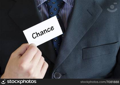 Chance text note concept over business man background