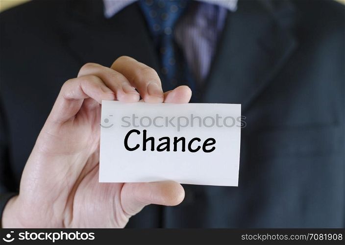 Chance text note concept over business man background