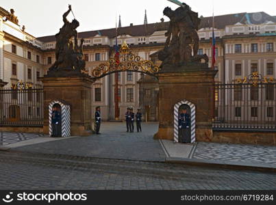 Change of honor guards at the presidential palace in Hradcany in Prague.