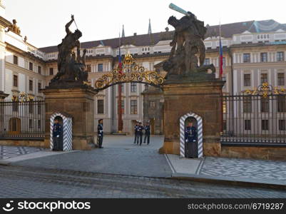 Change of honor guards at the presidential palace in Hradcany in Prague.