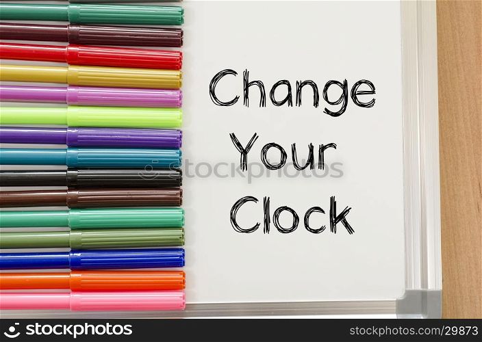 Change your clock text concept over whiteboard background