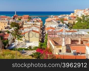 Chania. Aerial view from the hill Schiavo.. Chania. Aerial view.