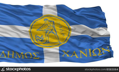 Chania City Flag, Country Greece, Isolated On White Background. Chania City Flag, Greece, Isolated On White Background