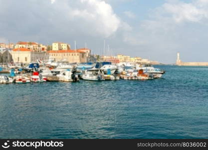 Chania. Old Harbor.. Fishing boats in the old harbor of Chania on a sunny day.