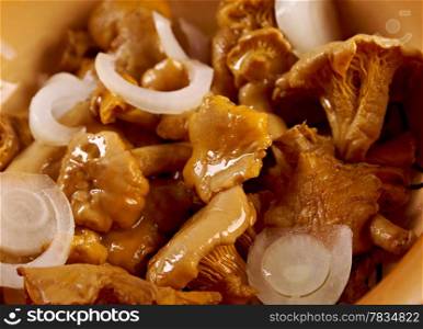 Chanterelle pickled farm-style .close up