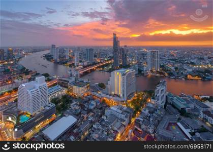 Chao Phraya River at sunset, Bangkok, Thailand
