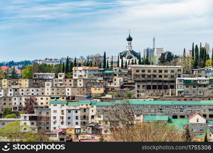 Chaotic development in Sochi. Slums in Sochi. Residential garages