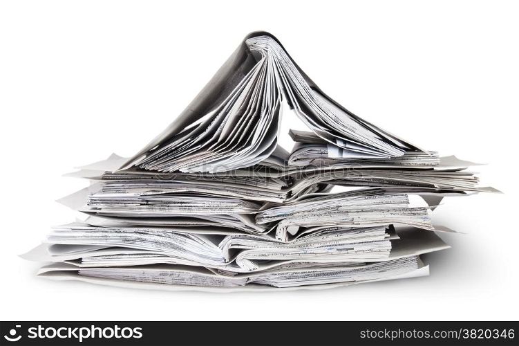Chaotic Stacked And One Open Files Isolated On White Background