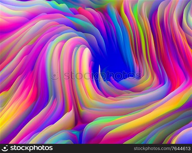 Chaotic Surface. Dimensional Wave series. Abstract arrangement of Swirling Color Texture. 3D Rendering of random turbulence suitable for projects on art, creativity and design
