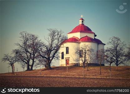 Chapel of the Holy Trinity - Beautiful small chapel on the hill at sunset. Rosice - Czech Republic.
