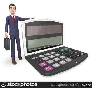 Character Businessman Showing Math Earnings And Count 3d Rendering