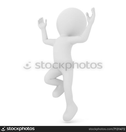 Character happy jump, isolated on white background. 3D rendering