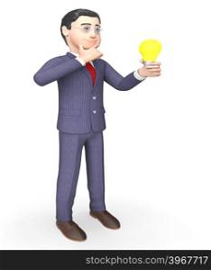 Character Lightbulb Indicating Business Person And Glow 3d Rendering