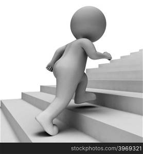 Character Stairs Meaning Run Upwards And Upstairs 3d Rendering