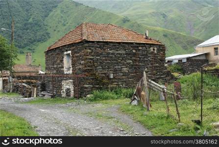Characteristic homes in the Caucasian villages, Georgia, Europe