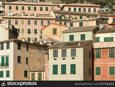 Characteristic houses inCamogli near Genova, Italy