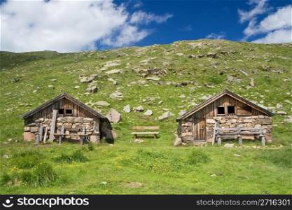 Characteristic mountains house called Baita