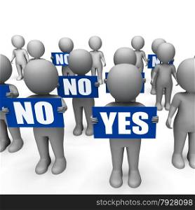 Characters Holding No Yes Signs Showing Indecision Uncertainty Or Confusion