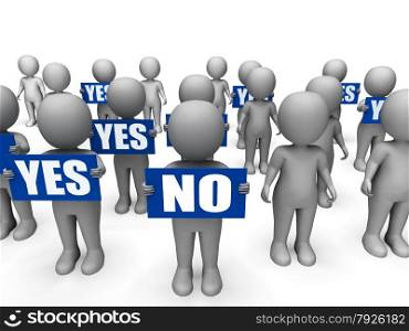 Characters Holding Yes No Signs Meaning Uncertain Decisions And Answers