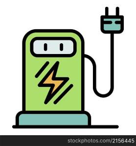 Charge station icon. Outline charge station vector icon color flat isolated. Charge station icon color outline vector
