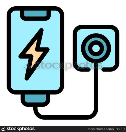 Charger icon. Outline charger vector icon color flat isolated. Charger icon color outline vector
