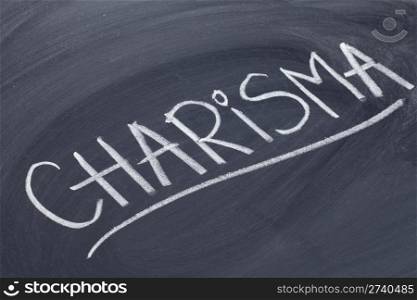 charisma word in white chalk handwriting on blackboard