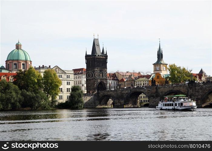 Charles bridge and cityscape of Prague, Chech republic