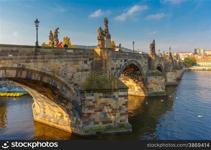 Charles Bridge and the Little Quarter at morning, Prague, Czech Republic