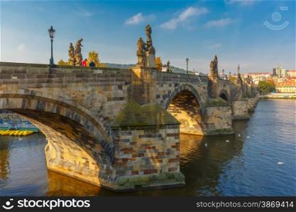 Charles Bridge and the Little Quarter at morning, Prague, Czech Republic
