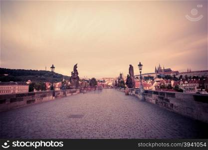 Charles Bridge at early morning, Prague, Czech Republic