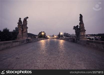 Charles Bridge at night, Prague, Czech Republic