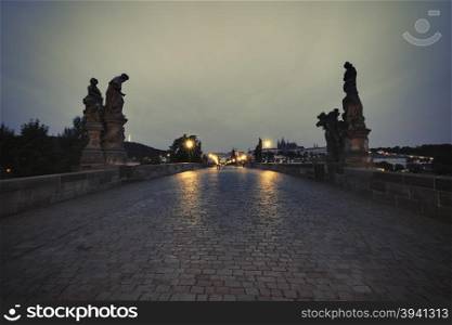 Charles Bridge at night, Prague, Czech Republic