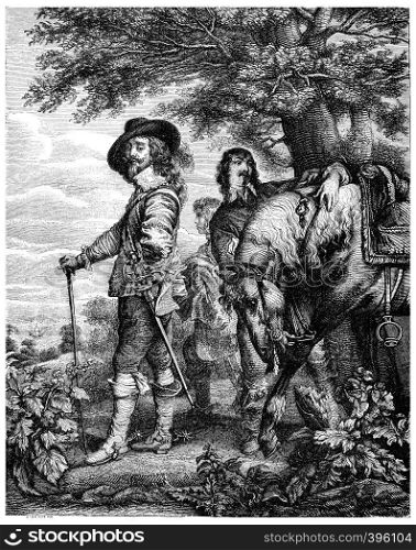 Charles I, vintage engraved illustration.
