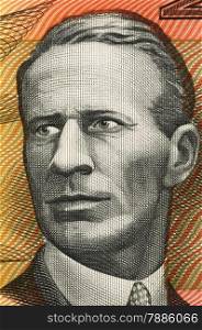 Charles Kingsford Smith (1897-1935) on 20 Dollars 1974 banknote from Australia. Early Australian aviator.