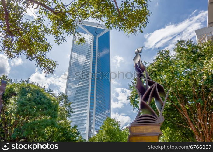 charlotte nc skyline and street scenes during day time