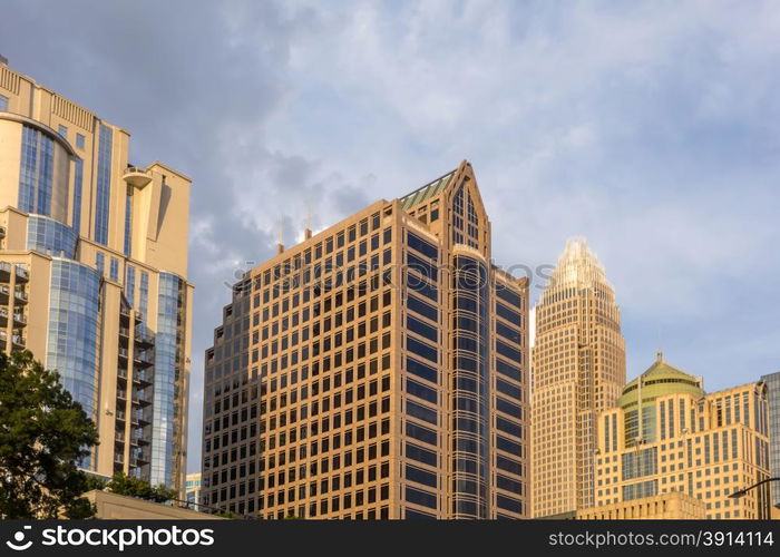 charlotte north carolina city skyline from bbt ballpark —