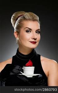 Charming lady with coffee cup
