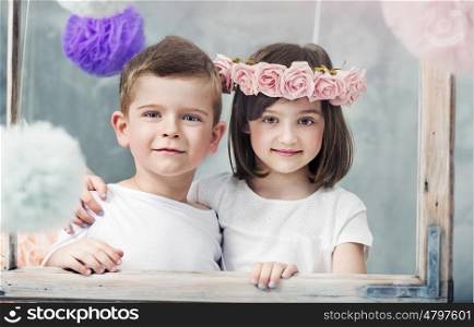 Charming little kids posing together