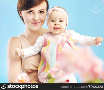 Charming mother with little cute daughter