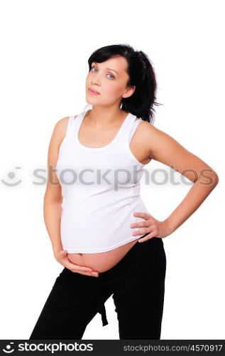 Charming pregnant mother awaiting the birth of the baby.