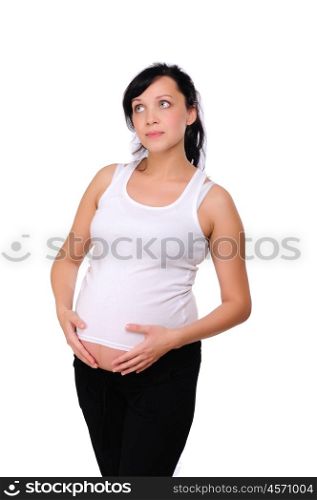 Charming pregnant mother awaiting the birth of the baby.