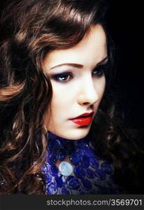 Charming Romantic Brunette Woman Closeup Portrait